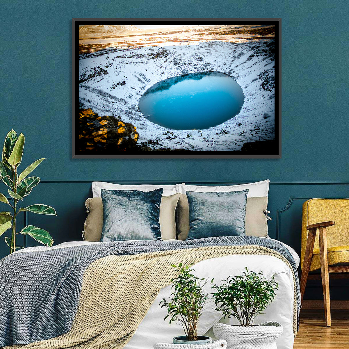 Kerid Crater Lake Wall Art in a room, landscape