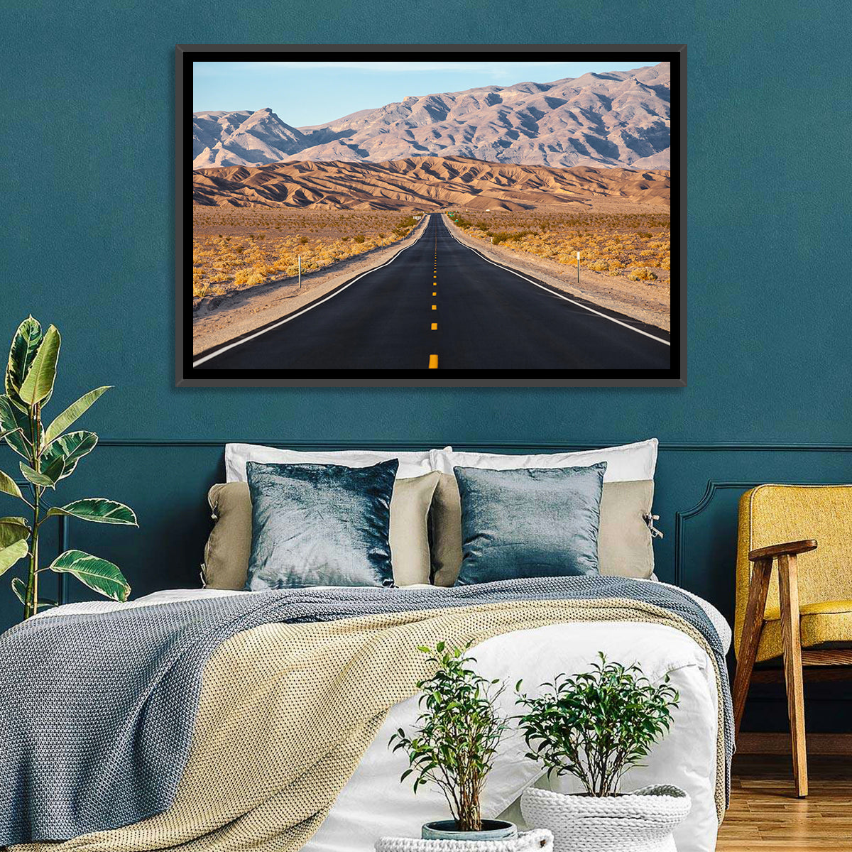 Death Valley Desert Road Wall Art in a room, landscape