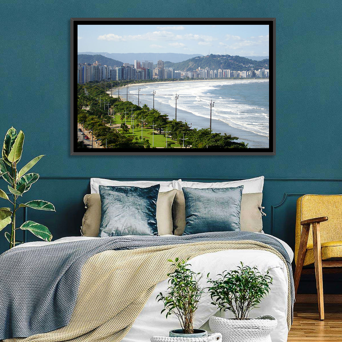 Santos Beach Promenade Wall Art in a room, landscape