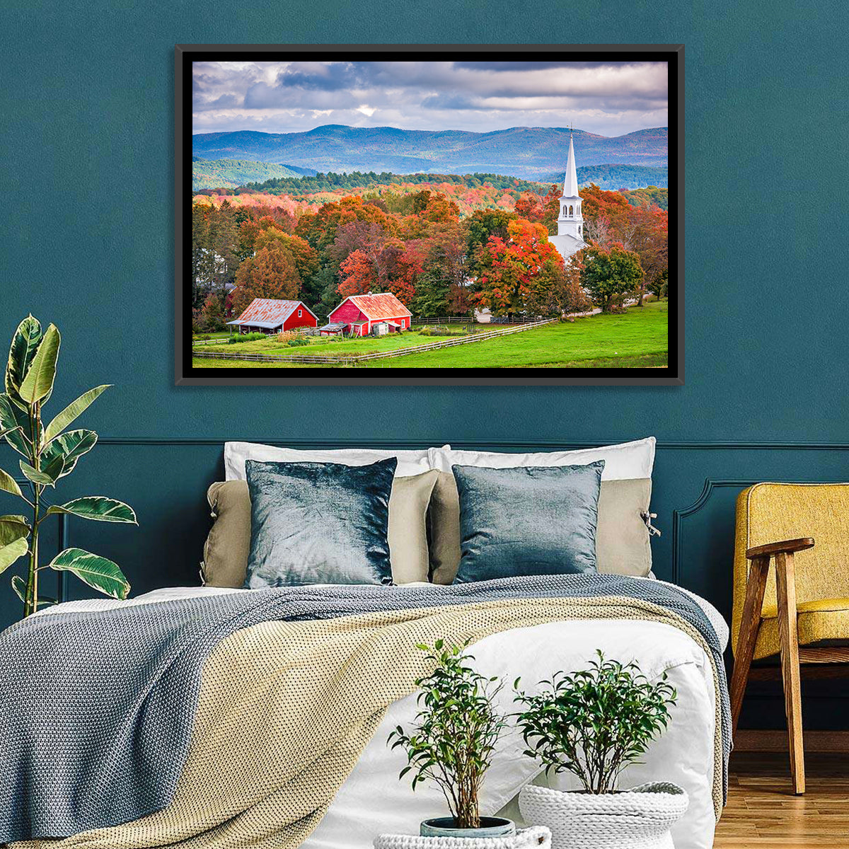 Peacham Autumn Pasture Wall Art in a room, landscape