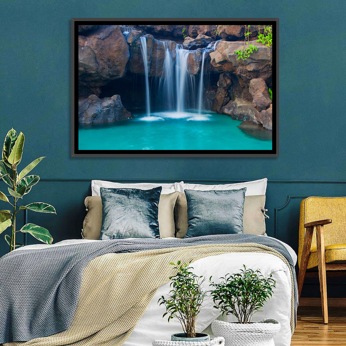 Waterfall Into Turquoise Pool Wall Art