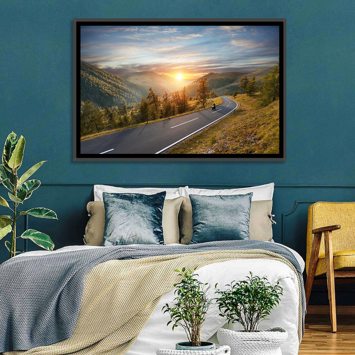 Alpine Highway at Golden Hour Wall Art in a room, landscape