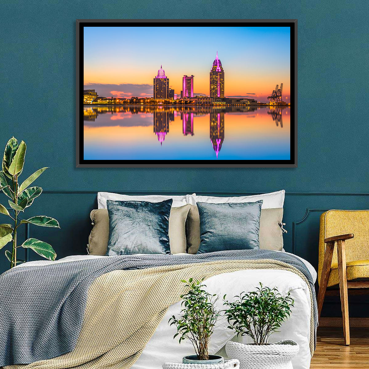Mobile Alabama Sunset Skyline Wall Art