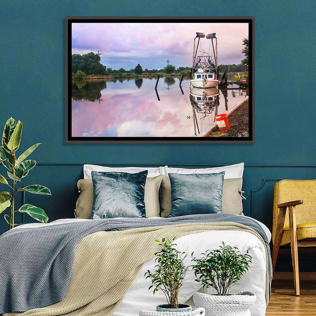 White Shrimp Boat on Louisiana Bayou Wall Art