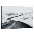 Winding Snow Road with Yellow Markers Wall Art