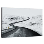 Winding Snow Road with Yellow Markers Wall Art
