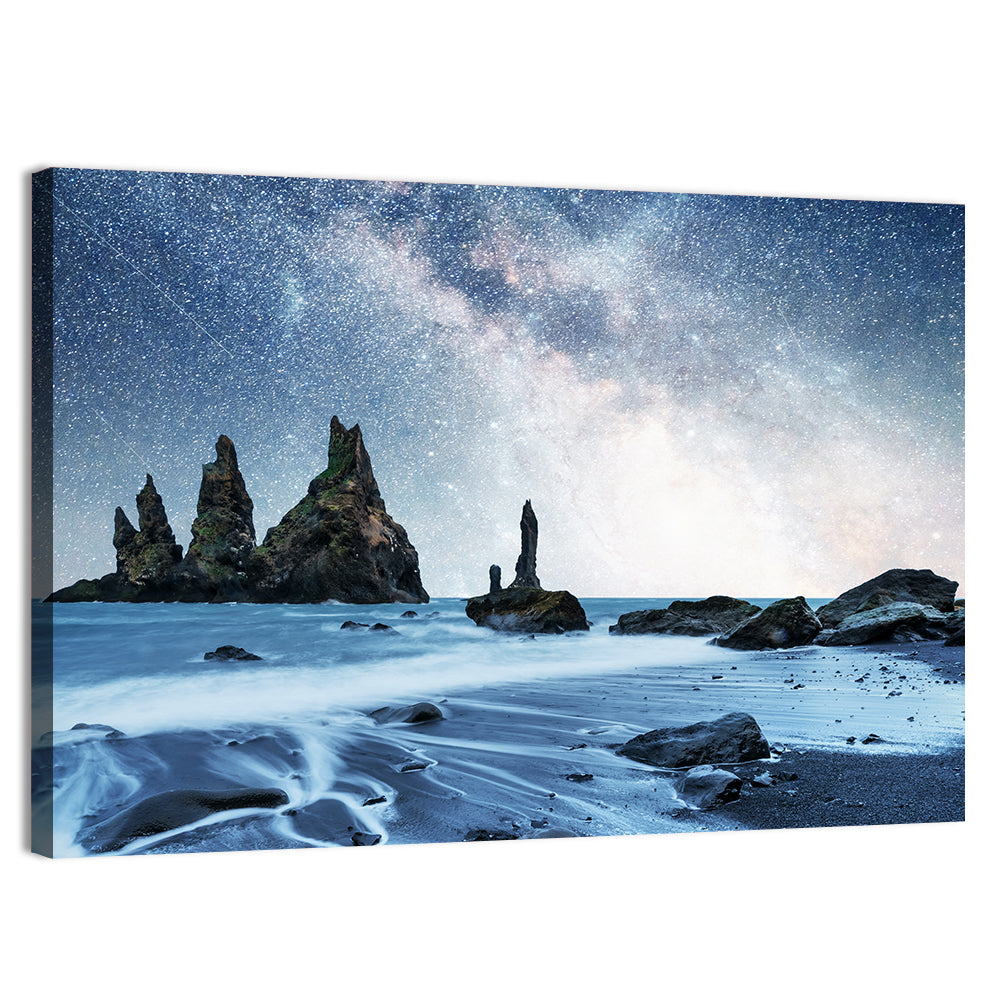 Reynisdrangar Sea Stacks Night Wall Art
