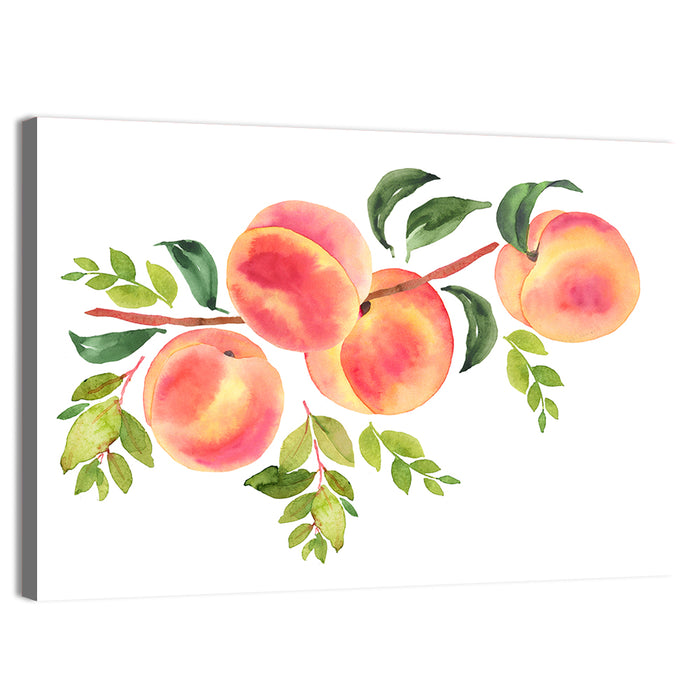 Watercolor Peach Branch Wall Art as a canvas print