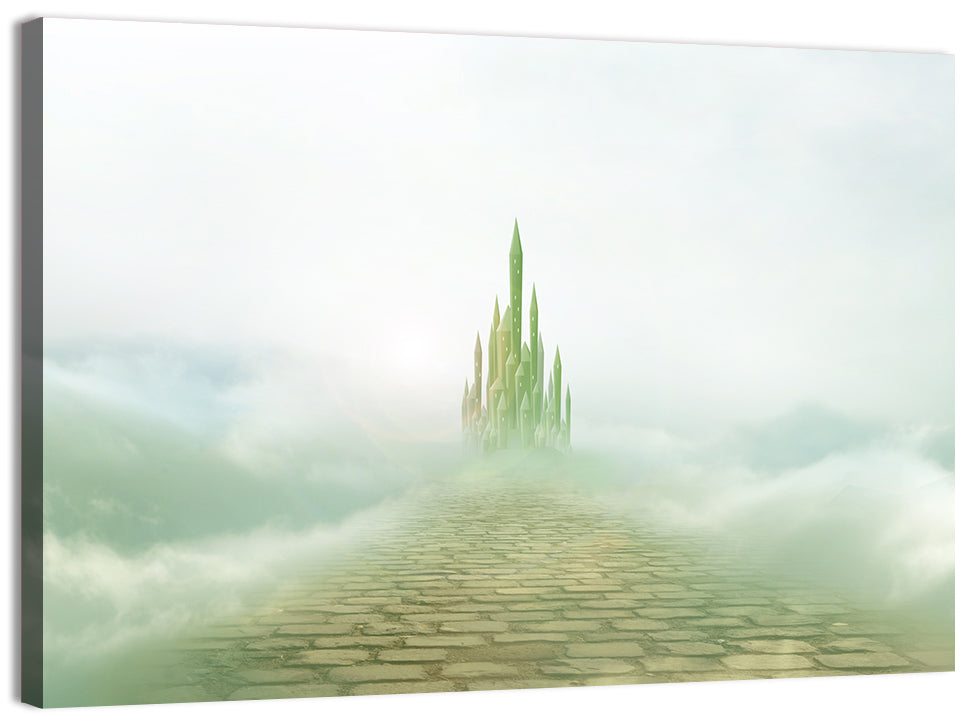 Cobblestone Path to Emerald Castle Wall Art, canvas print, landscape