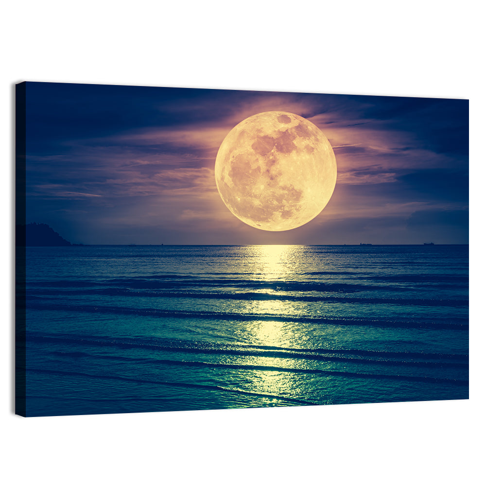 Supermoon Over Calm Sea Wall Art