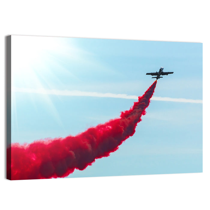 Jet with Red Smoke Trail Wall Art as a canvas print