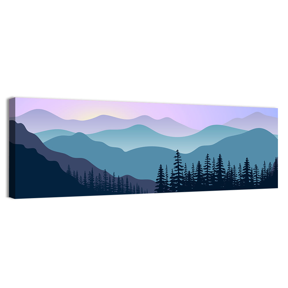 Purple Dawn Mountain Range Wall Art, canvas print, panoramic