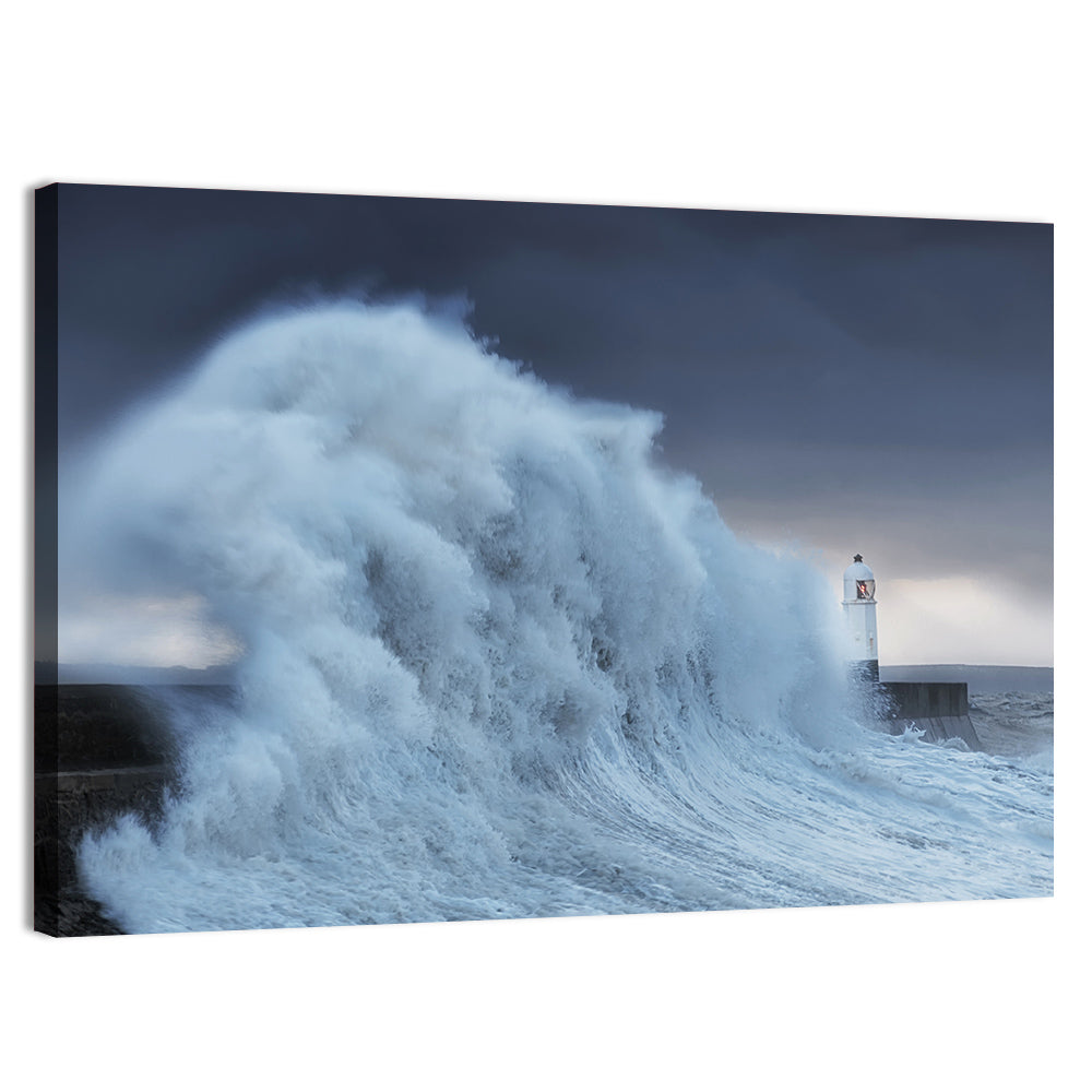 Lighthouse in a Sea Storm Wall Art, canvas print, landscape