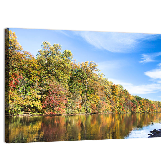 Lake Surprise Autumn Reflection Wall Art as a canvas print