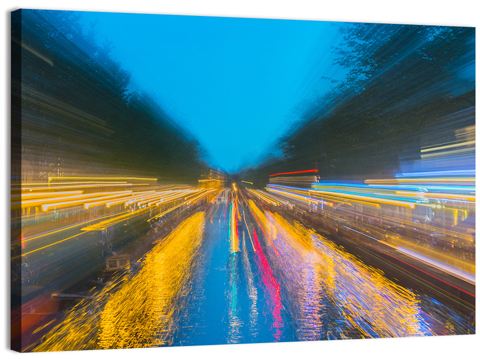 Canal Reflections at Night Wall Art, canvas print, landscape