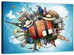 Suitcase and World Landmarks Montage Wall Art