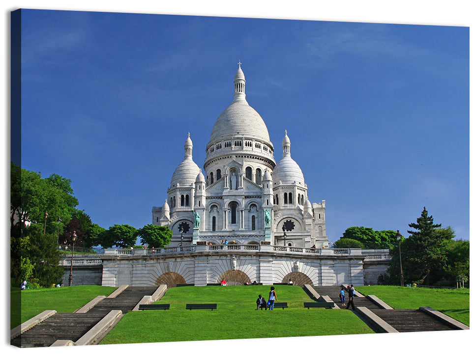 Sacre Coeur Basilica Steps, Paris Wall Art, canvas print, landscape