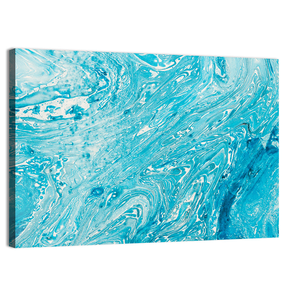 Cerulean Marbled Waves Wall Art, canvas print, landscape