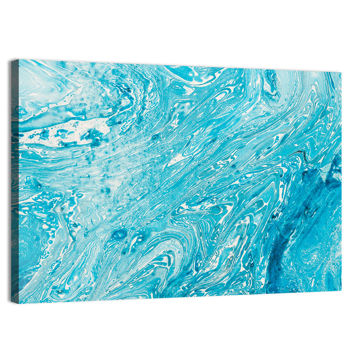Cerulean Marbled Waves Wall Art as a canvas print