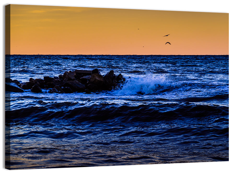 Marmara Sea Waves at Sunset Wall Art