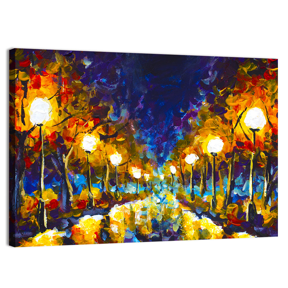 Autumn Evening Park Path Wall Art, canvas print, landscape