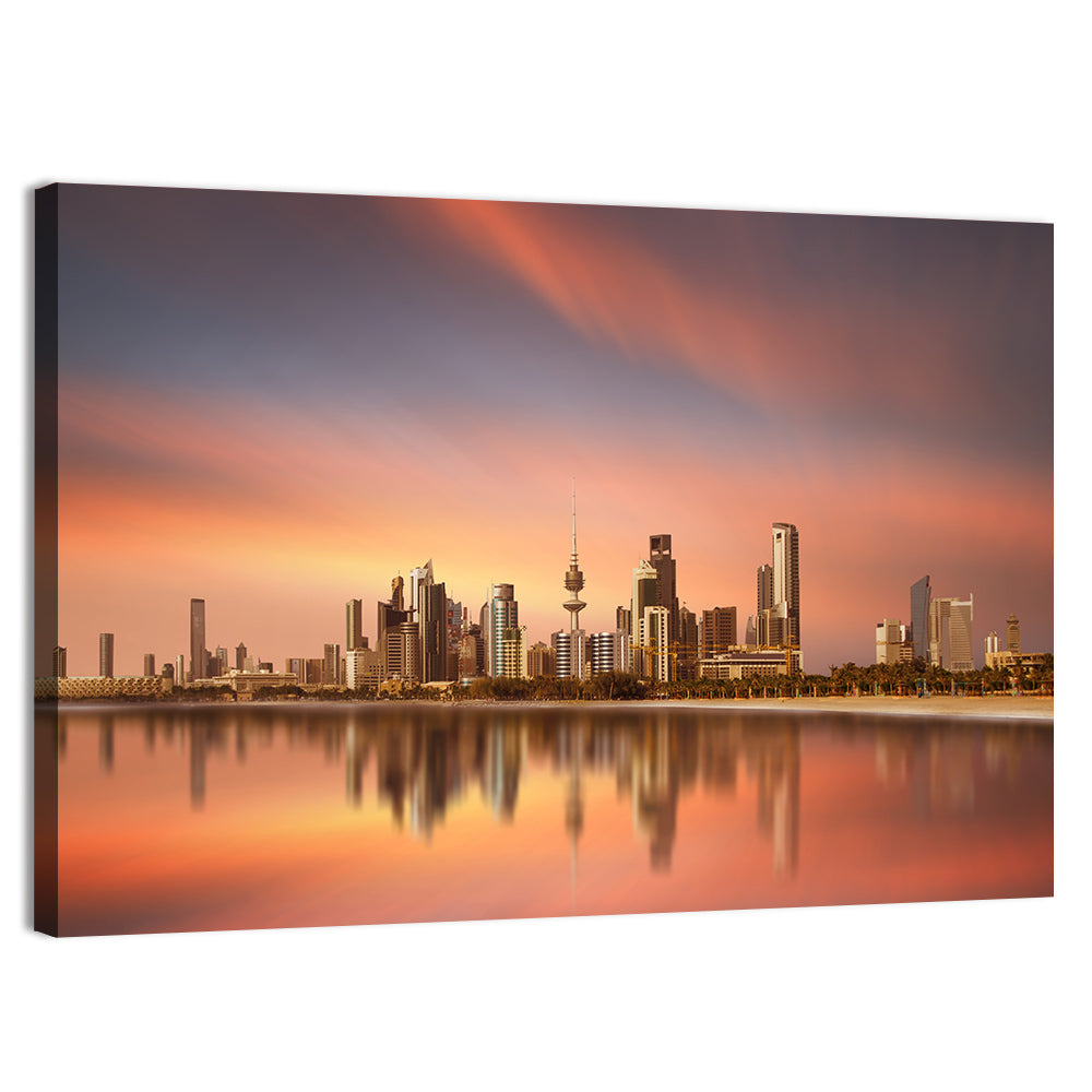 Kuwait City Skyline at Sunset Wall Art