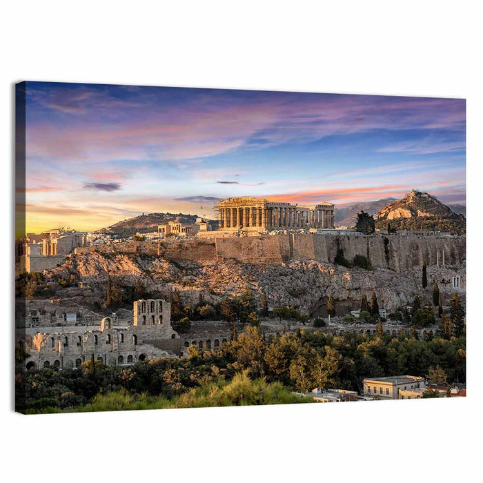 Parthenon at Sunset Wall Art as a canvas print