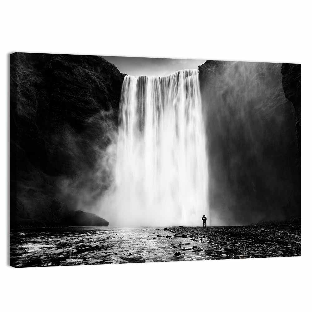 Skógafoss Waterfall Wall Art, canvas print, landscape