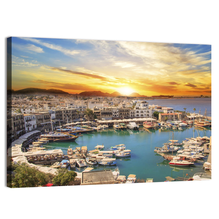 Kyrenia Harbour at Sunset Wall Art as a canvas print