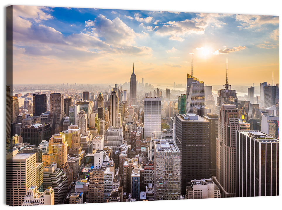 New York City Skyline at Golden Hour Wall Art