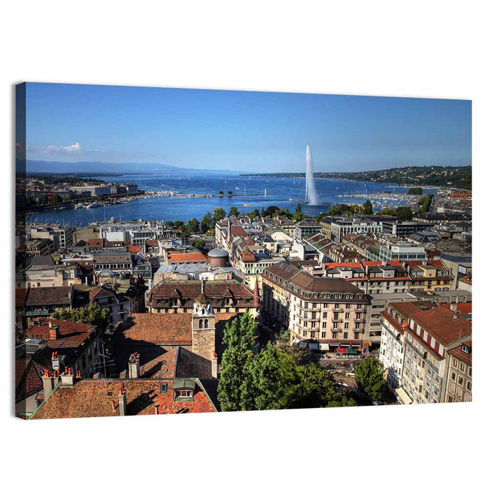 Geneva Jet D'eau Cityscape Wall Art as a canvas print