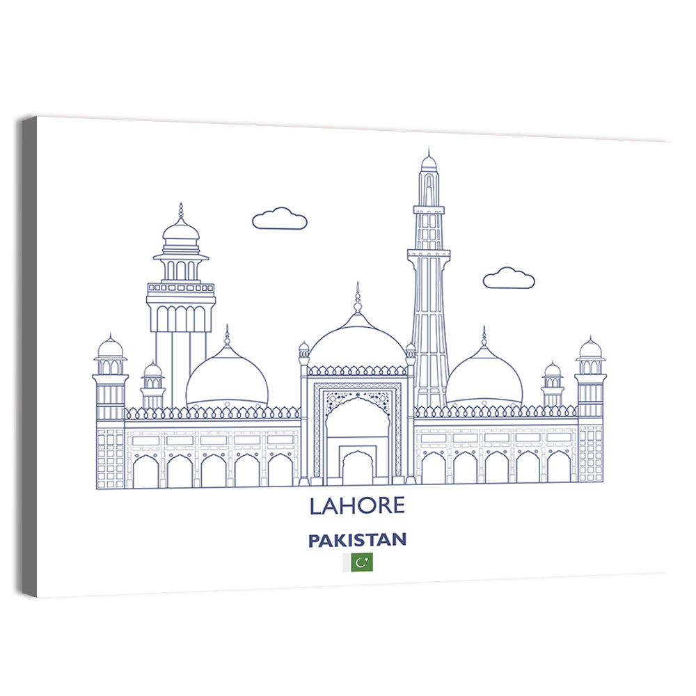 Lahore Skyline with Badshahi Mosque Wall Art