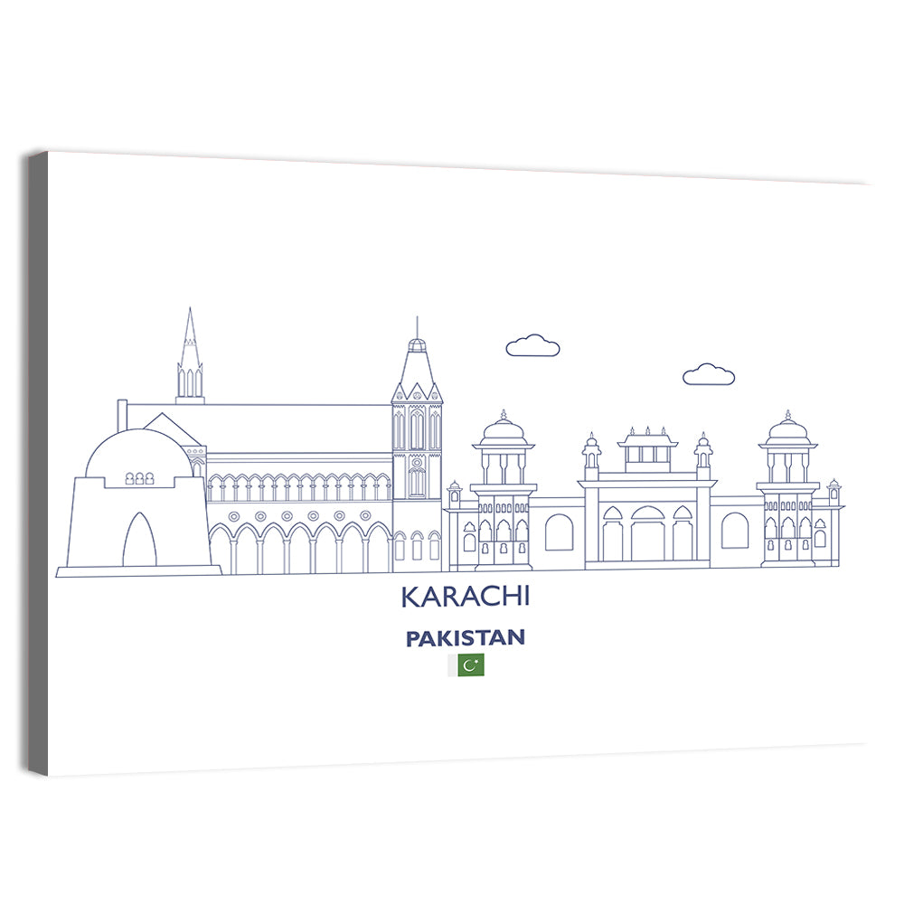 Karachi Skyline with Mazar-e-quaid Wall Art, canvas print, landscape