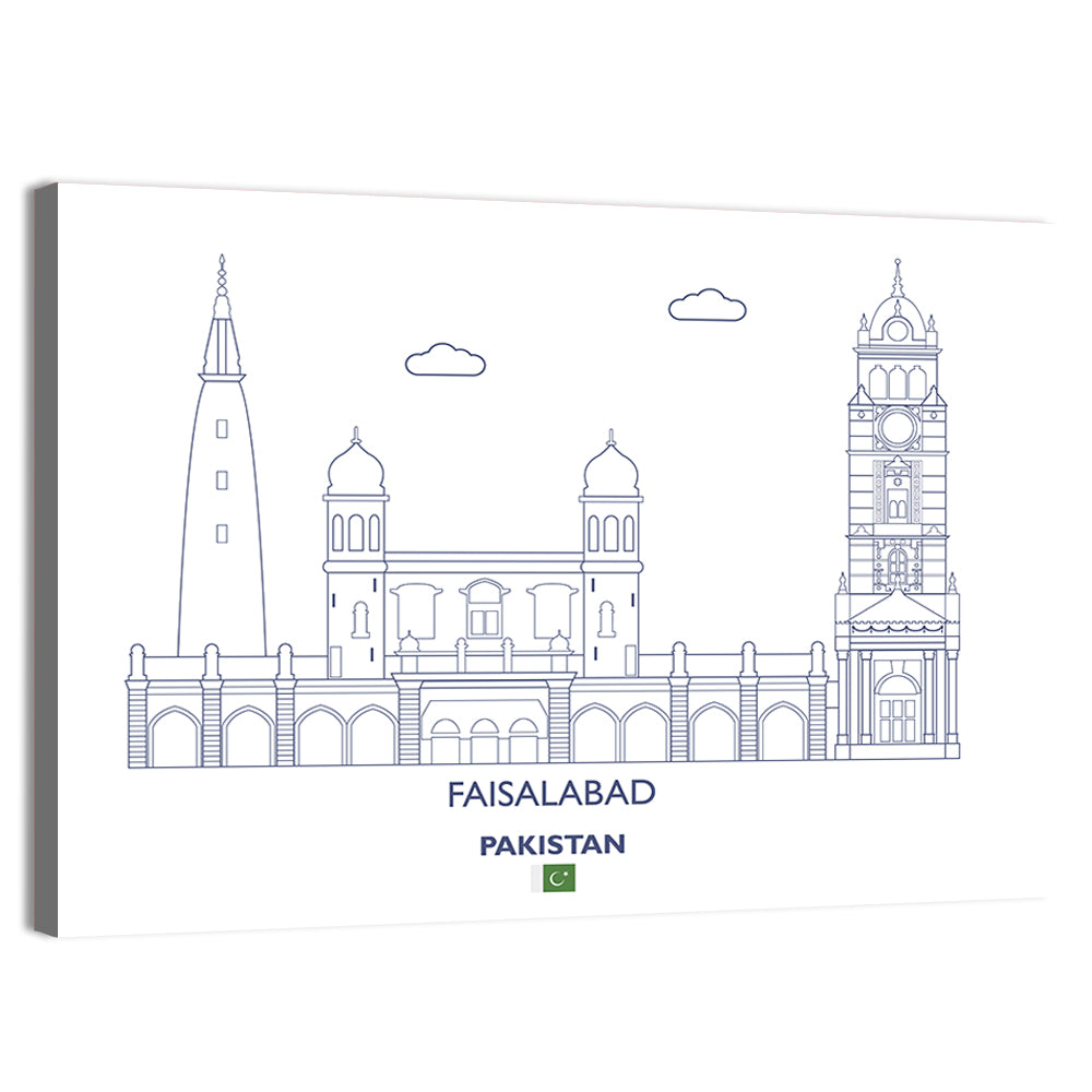 Faisalabad Clock Tower Skyline Wall Art