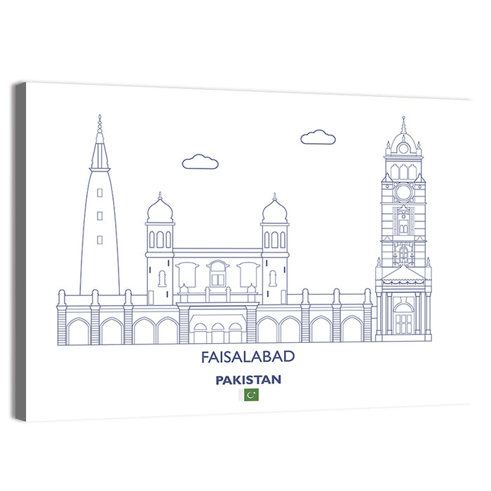 Faisalabad Clock Tower Skyline Wall Art as a canvas print