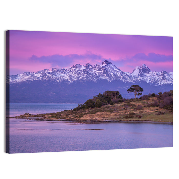 Beagle Channel Purple Dawn Wall Art as a canvas print