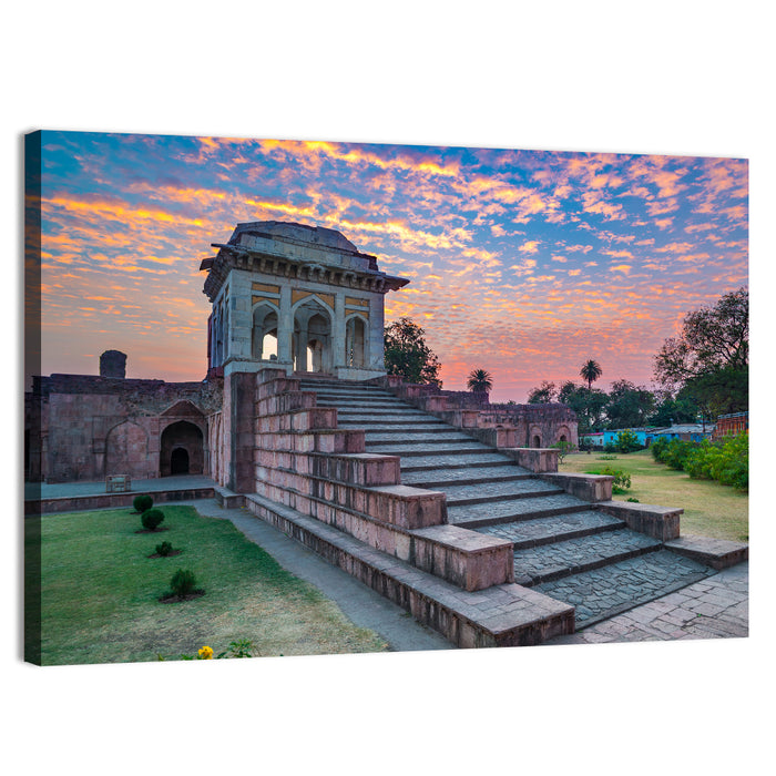 Jahaz Mahal Staircase at Sunset Wall Art as a canvas print