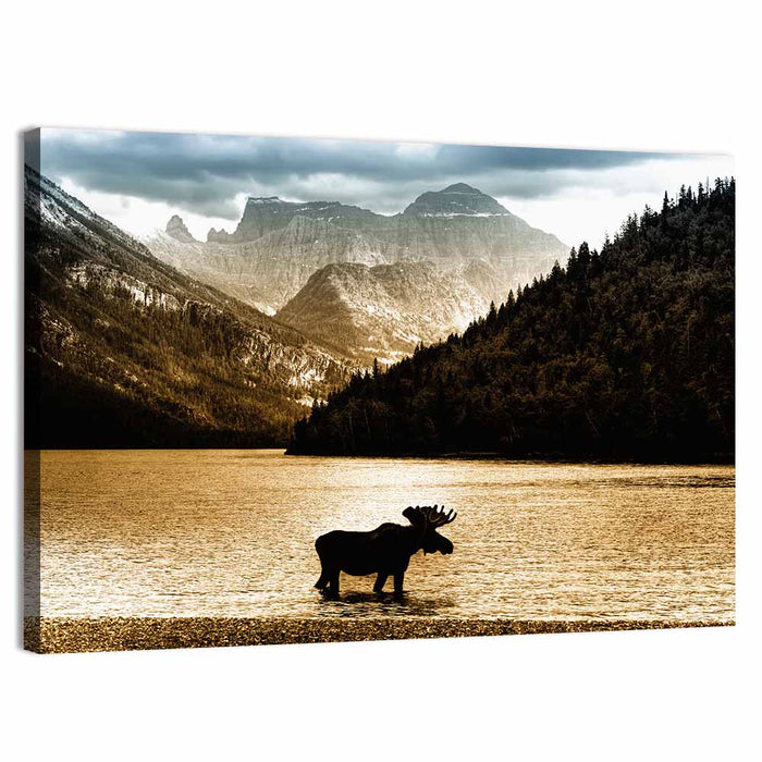 Moose at Waterton Lake Wall Art as a canvas print