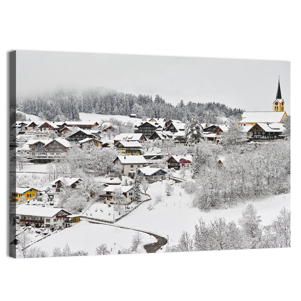 Oberstaufen Winter Village Wall Art, canvas print, landscape