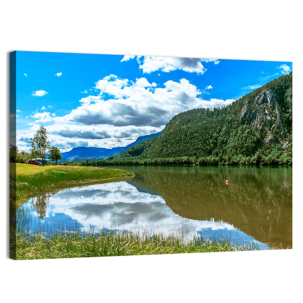 Lake Mjosa Reflection Wall Art, canvas print, landscape