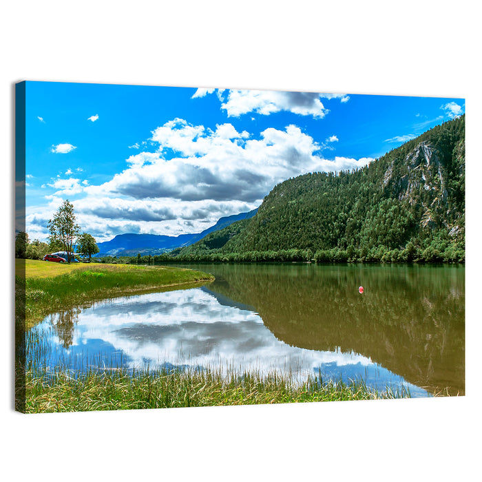 Lake Mjosa Reflection Wall Art as a canvas print