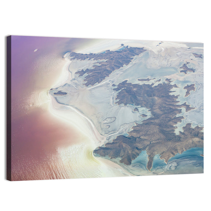 Urmia Lake Aerial View Wall Art as a canvas print