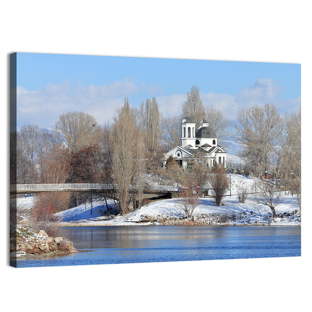 St Naum Ohridski Church by Lake Wall Art, canvas print, landscape
