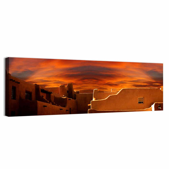 Santa Fe Museum Sunset Wall Art as a canvas print