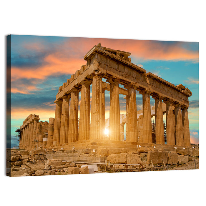 Parthenon at Sunset Wall Art as a canvas print