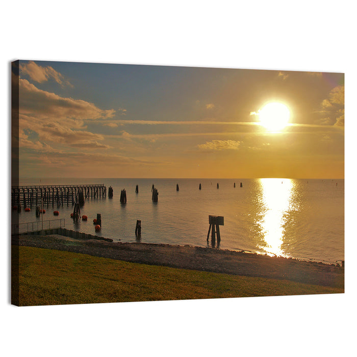 Lake Okeechobee Sunset Pier Wall Art as a canvas print