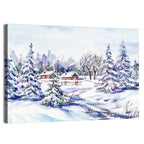 Snowy Village Path Wall Art