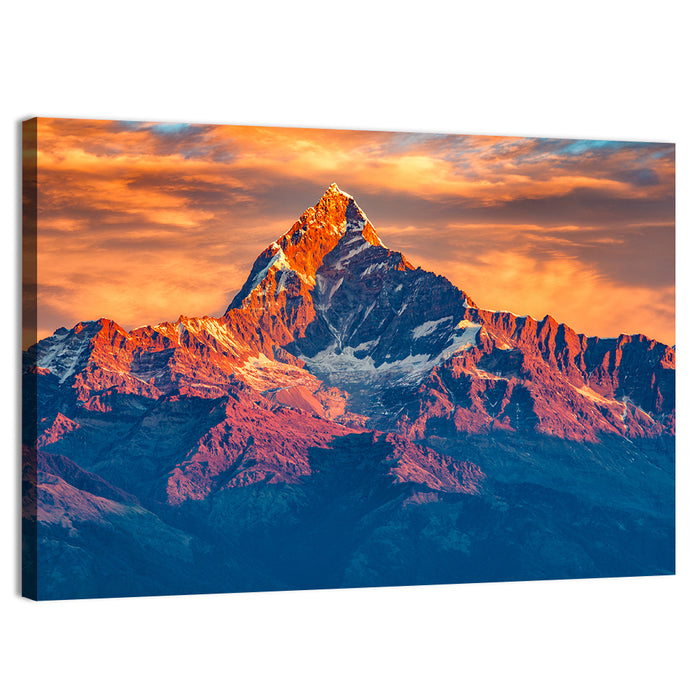 Machhapuchhre Sunrise Over Pokhara Wall Art as a canvas print