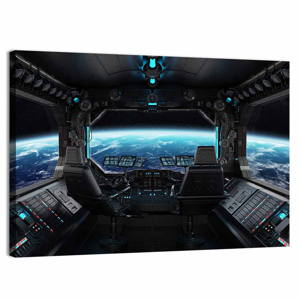 Grunge Spaceship Cockpit Wall Art, canvas print, landscape