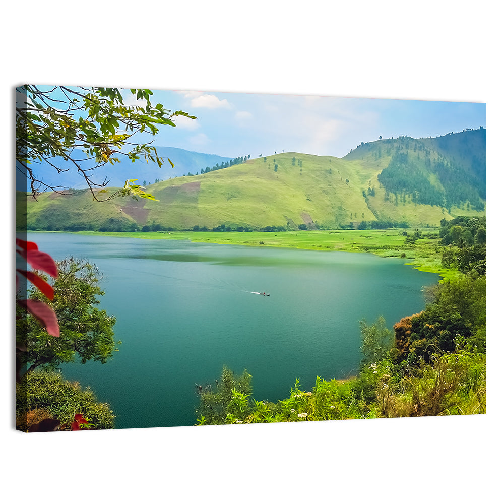 Lake Toba Boat and Hills Wall Art